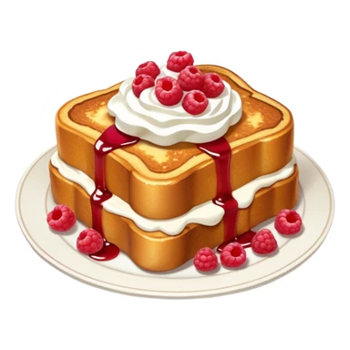 Raspberry and whip cream French toast on plate  sticker
