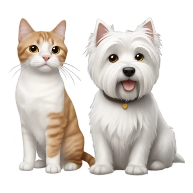 West Highland white terrier with brown cat and grey cat sticker