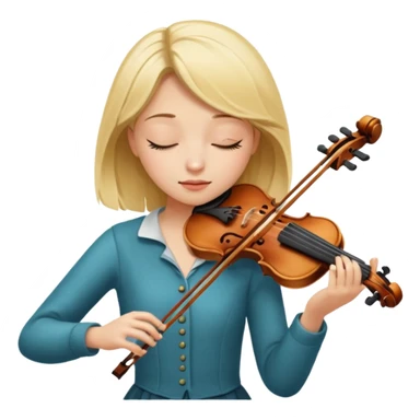 blond girl playing a violin, eyes closed sticker
