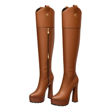 brown y2k heeled knee high boots sticker