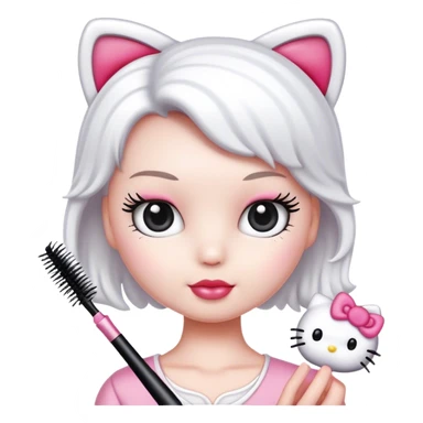  hello Kitty holding an eyelash mascara spoolie sticker