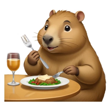 capibara  at a restaurant table sticker