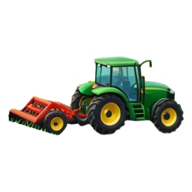 vibrant rural landscape with a tractor plowing fields, inspired by Farming Simulator 22. The design includes lush green fields, a barn, and a scenic countryside with trees and mountains in the distance. Transparent background sticker