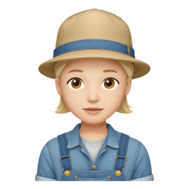 worker 1950 flat hat and overalls sticker