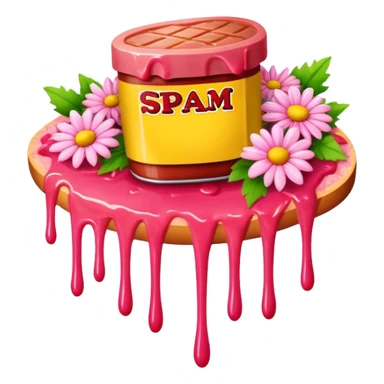 melted pink dripping sauce SPAM MEAT flower bouquet  sticker
