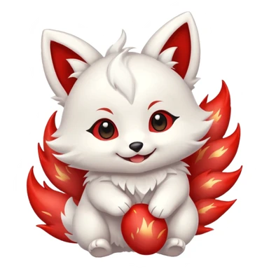 Fireworks Jumping white with red marks Chibi baby cute kitsune   sticker