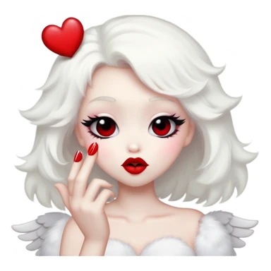 Angel Dust from Hazbin Hotel blowing a kiss, emoji style sticker