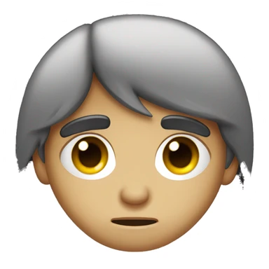 Sad boy with long dark hair covering his left eye sticker