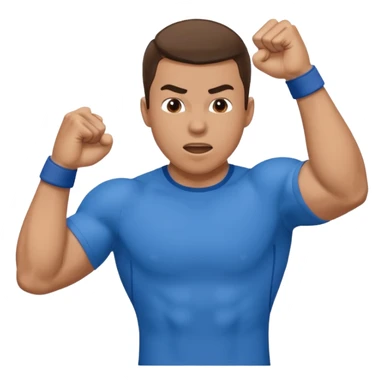 wearing a blue shirt punching the air sticker
