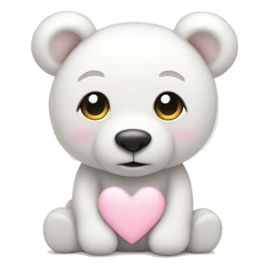 White teddy bear with light pink heart sticker