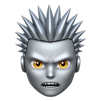 Robot emoji with a "Karen" haircut and angry facial expression, make it look comically robotic (closer to Robot than Human) sticker