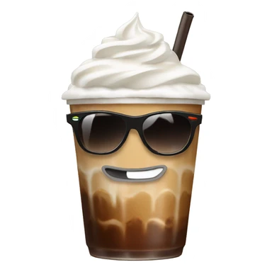iced coffee with whipped cream and sunglasses sticker