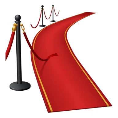 Minimalist emoji-style sticker of a blood-red carpet shaped like a thick trail or drop, flat vector design, no shadows. sticker