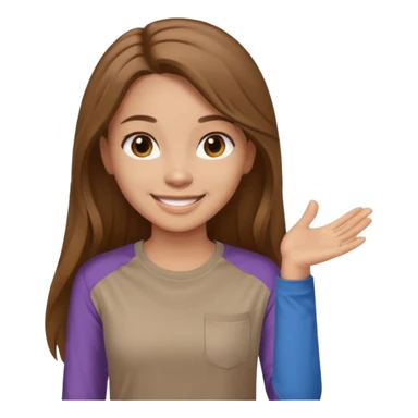 Make a girl wearing a light brown t-shirt with sleeves and long hair sticker