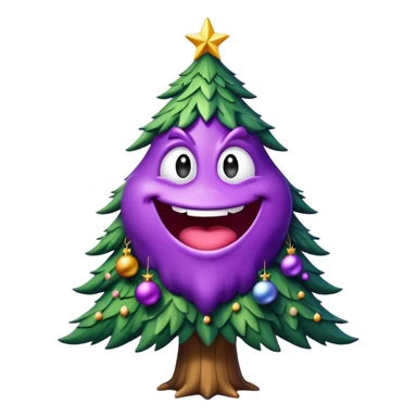 grimace large purple monster shaped like a christmas tree sticker