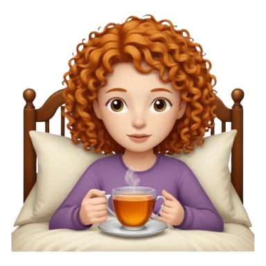 Ginger curly girl with tea in the bed sticker