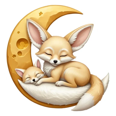 fennec sleeping on a moon sickle  sticker