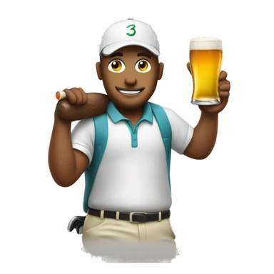 Golfer with a beer sticker