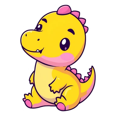 baby dino with pink cheeks sticker