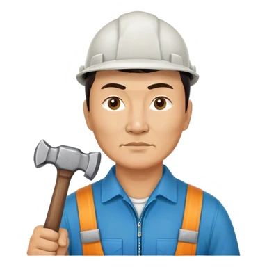 photorealistic kazakh worker middle age with 
hammer sticker