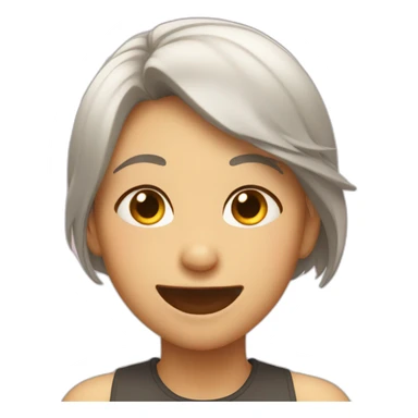 Girl nervously laughing with a sweat drop  sticker