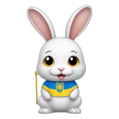 rabbit in a Ukrainian flag costume sticker