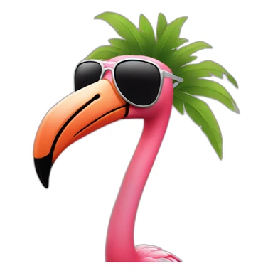 cool flamingo with sunglasses, just head sticker
