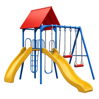 playground with only a red roof, one slide, and swings, no background sticker