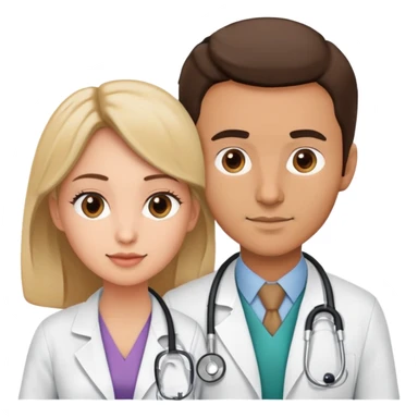 male doctor using stethoscope on female patient sticker