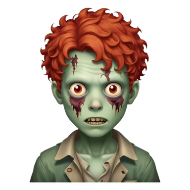 Boy zombie with curly hair red sticker