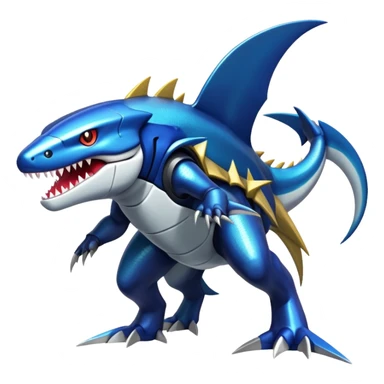 Shiny Exotic Colorful epic Sharpedo-Salandit-Garchomp-Genesect-Miraidon-Koraidon-Fakémon-hybrid-creature (full body)  sticker