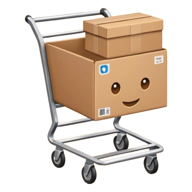 shopping cart with a small box inside sticker