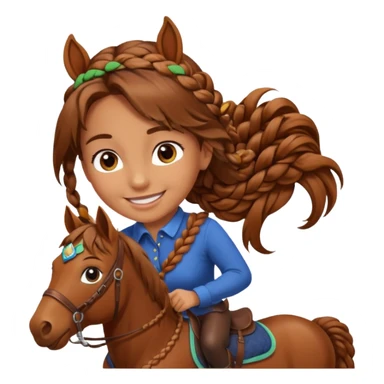brown haired girl on a cheatnut hporse smiling' sticker