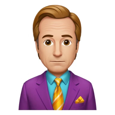 Saul Goodman from Breaking Bad, colorful suit, characteristic hairstyle, charismatic expression sticker