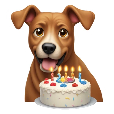 A dog blowing birthday candles on a cake sticker