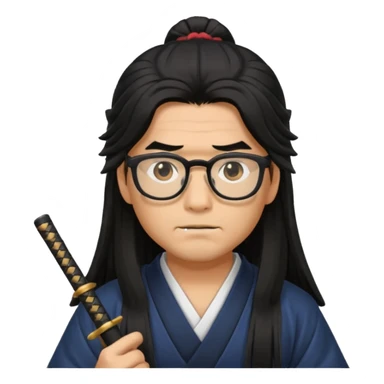 Long Haired Samurai with Glasses,Long-haired ronin adjusting spectacles sticker