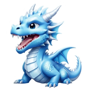 Cinematic Cute Yawning Beautiful Ice Dragon Portrait Emoji, Head tilted slightly with a dramatic, wide-open yawn, revealing a softly crystalline body with subtly drooping, frost-laden scales in cool blues and silvery hues, each detail rendered with natural icy finesse; high shine, relaxed yet elegant, styled with a dash of enchanted winter charm, soft glowing outline, capturing the essence of a sleepy yet graceful ice drake ready to stretch out and melt into a serene, frozen slumber! sticker