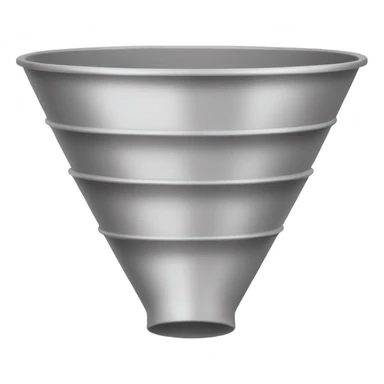 Create a sales funnel image with stacked layers in an emoji style, using simple and rounded shapes, without color or text. The funnel should taper from top to bottom, each section showing a basic emoji-like design. sticker