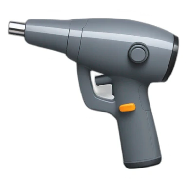 dark grey handheld mini vacuum cleaner shaped like a gun in an L shape that has a narrow pointed end sticker