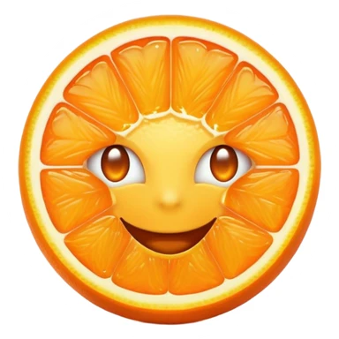 Cinematic Realistic Orange Emoji, Juicy and vibrant, with a bright, glossy skin that gleams in the light, revealing a slight texture from the natural pith. The orange segments peek through as the fruit radiates refreshing energy. Soft glowing outline, capturing the essence of a sweet, zesty burst of flavor in a perfect orange! sticker