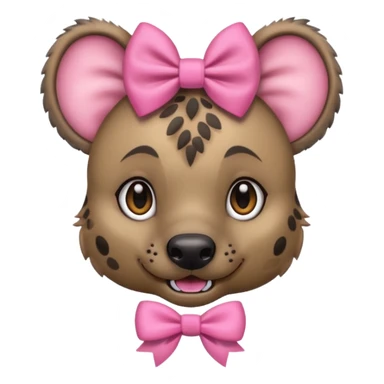 hyena with a pink bow, friendly face sticker