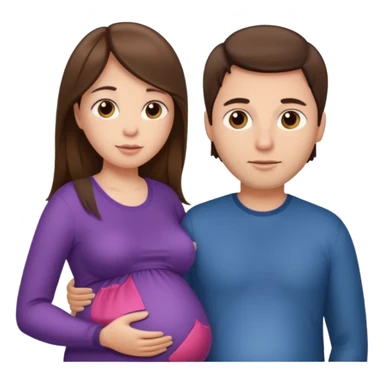 A pregnant woman with long straight brown hair and fair skin and man with short brown hair and fair skin  sticker