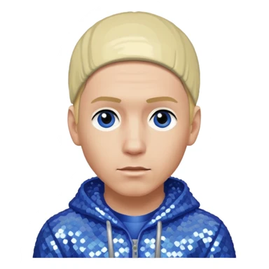 Eminem with blonde hair, periwinkle sequin outfit  sticker