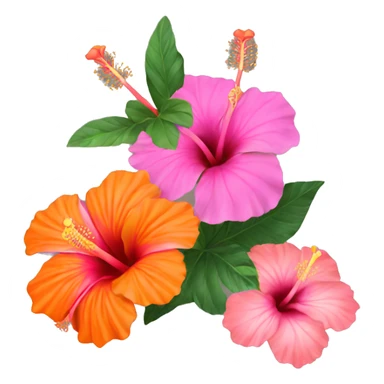 Orange and pink hibiscus flower sticker