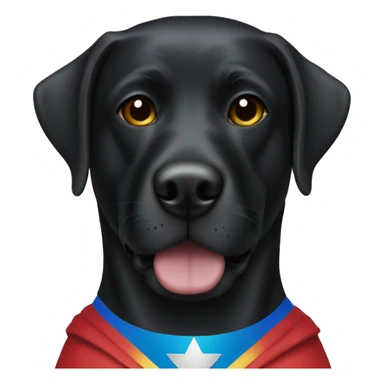 black lab wearing a superwoman mask sticker