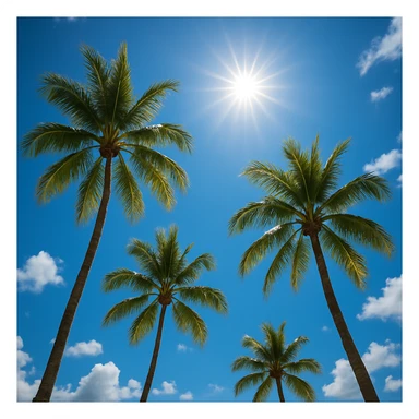 sunny sky photo with palm trees sticker