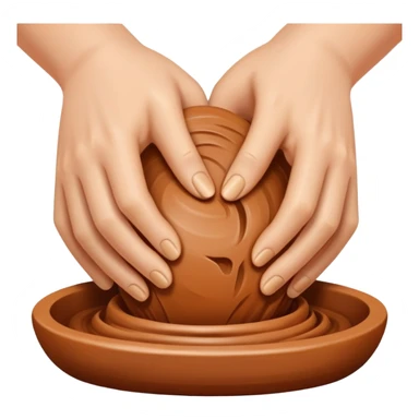 Hands kneading pottery clay sticker