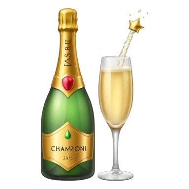 girl with Champagne bottle with party cap, only bottle. sticker