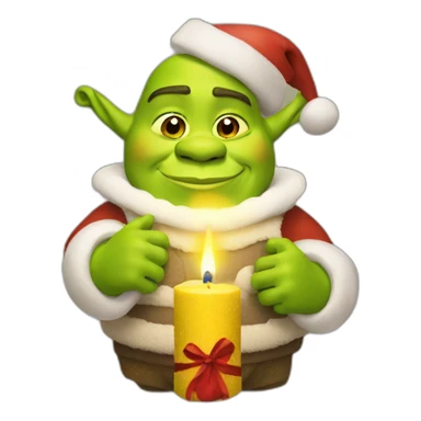 Shrek holding a christmas candle sticker