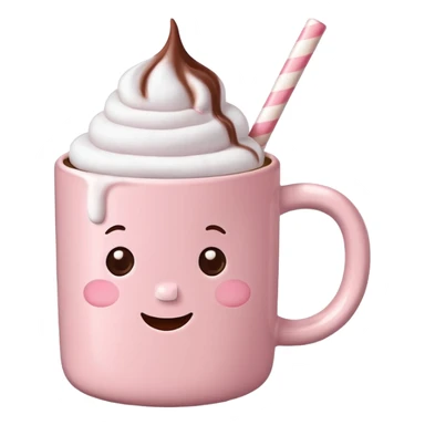 Light Pink mug of hot chocolate with marshmallows  sticker